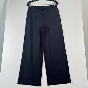 NWT G4free Black Wide Leg Pants Elastic Waist Crop Leg Activewear Size L 12